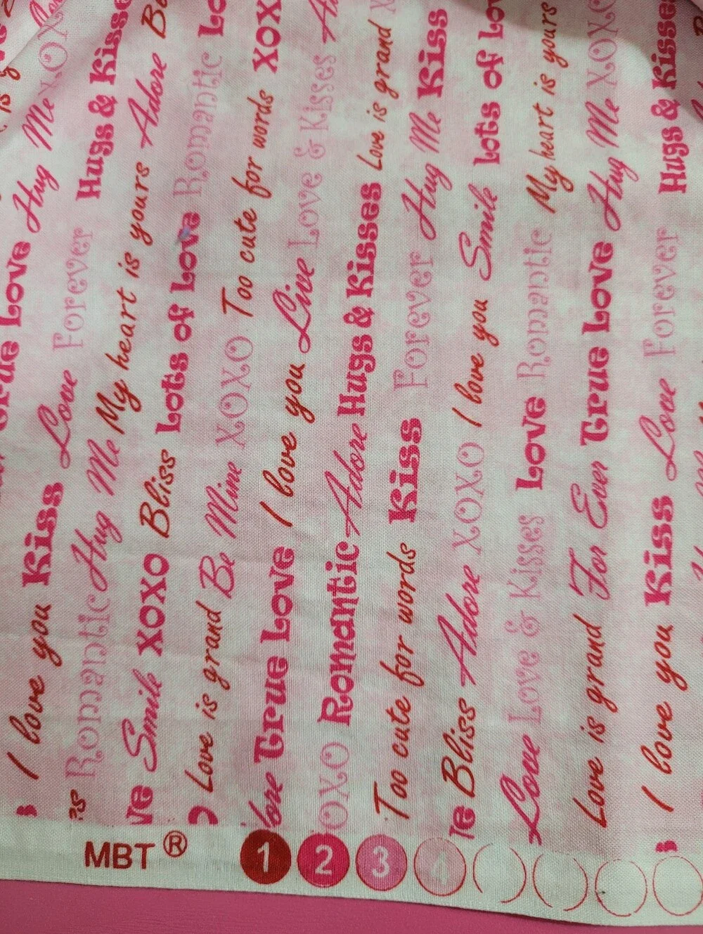 Romance Love Theme Script Sewing Fabric Pink & Red 3 Yards (1139)